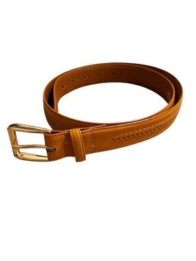 Belts by Sherman Tan Leather Belt Braided Accents Size 40